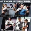 Boxing Gloves for Men & Women Pro Training | Wrist Protection 15 Hook & Loop | Triple Latex Padding | PU Leather for Muay Thai MMA Kickboxing Sparring|Sizes 10-16 oz (White)