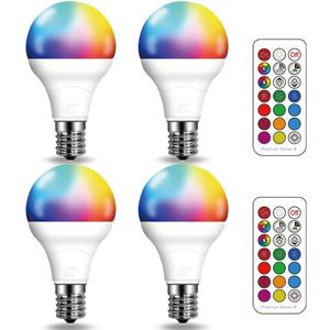 ILC E17 Intermediate Base LED Light Bulbs (40w Equivalent) 5W, Color Changing RGB, 5700K Daylight White, 12 Colors 2 Modes Timing with Remote Control (4 Pack)