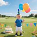 Tinoaly Golf 1st Birthday Hat, Hole in One Party Decorations for Boys First Birthday Celebration Accessories Golf Themed Party Supplies (Blue)