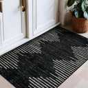 Rugshop Bohemian Stripe Stain Resistant High Traffic Living Room Kitchen Bedroom Dining Home Office Area Rug 2'7" x 4' Black