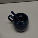 Bosmarlin Ceramic Coffee Mug with Spoon, Blue Tea Cup for Office and Home, Dishwasher and Microwave Safe, 14 oz, 1 Pack, Blue