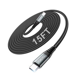 USB C to C Cable 15FT 100W 1Pack, Extra Long USB C Cable Fast Charging,USB C to USB C Cable Durable Braided, USB Type C Cord Compatible with iPhone 17/16/15/Pro Max/Plus/Samsung Galaxy S23/Switch/More