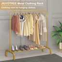 JIUYOTREE Metal 43.3 Inches Garment Rack with Bottom Shelf Clothing Rack for Hanging Clothes Coats Skirts Shirts Sweaters Gold
