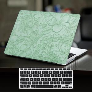 DTangLsm for MacBook Pro 14 inch Case 2026 M5, 2025 2024-2021 M4 M3 M2 M1 A3426 A3427 A3434 A3112 A3185 A3401 A2918 A2992 A2779 A2442 Pro Max, Textured MacBook Pro 14 Leather Case&Keyboard Cover, Green