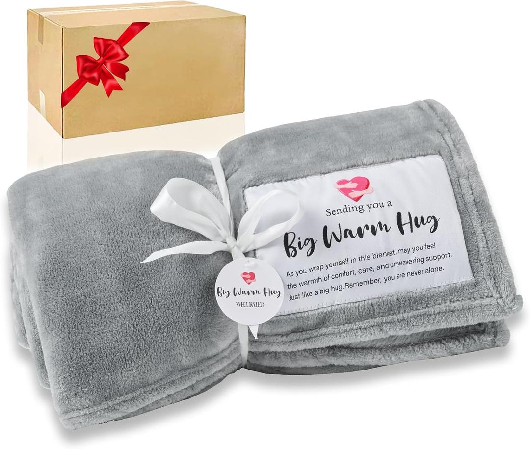 Get Well Blanket, Healing Blanket, Get Well Soon Gifts for Men and Women, Big Warm Hug, Comfort Throw Blanket Gray (50”x65”)
