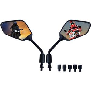 Motobiker 1Pair Heavy Duty Motorcycle Rear View Side Mirrors-8mm 10mm Clockwise Threaded Mounting Bolt-Fits Compatible with Kawasaki, Suzuki, Honda, Victory and More