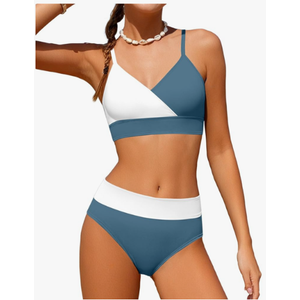 Girls Swimsuit V Neck Bikini Set Color Block with Cover Up 3Pcs Bathing Suits
, Size -13-14Y