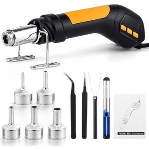 Heat Gun, 700W 212F~932(100C~500C) Mini Soldering Heat Gun Hot Air Rework Station with LED Digital Display & 5Pcs Nozzles & 5Pcs Accessories for Crafting Shrink Tubing Electronics DIY(5FT)