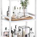HITNET 5 Tier Bamboo Shelf, Tall Narrow Bookcase, Freestanding Bathroom Storage Unit with Adjustable Shelves, Modern Display Standing Bookshelf for Living Room, Bedroom, Home Office, White, 45 cm x 31.5 cm x 142 cm