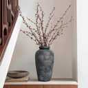 Rustic Vase, 11 inch Large Terracotta Flower Vase, Farmhouse Ceramic Pottery, Distressed Farmhouse Decor for Living Room, Shelf, Entryway, Room Decor, Black Bronze