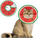 Soft Adjustable Cat Cone Collar, Comfortable Recovery Collar for Cats After Surgery (Watermelon, Small)