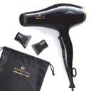 Olivia Garden 1875W Ceramic + Ion Professional Hair Dryer for Men and Women - Fast Drying Blow Dryer - Powerful Ionic Generator - 3 Heat Settings - With 2 Nozzles and Storage Bag (Black/Gold (Cidr1))