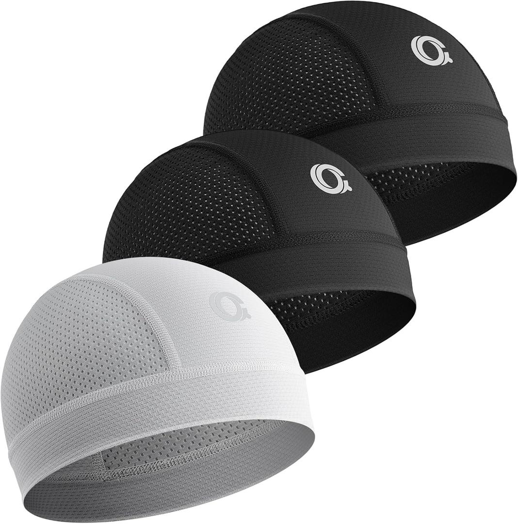 3Pcs Cooling Skull Cap Helmet Liner Breathable Mesh Cycling Running Hat, Lightweight Quick Dry Sports Beanie for Men