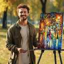 Art Easel for Painting and Display  Adjustable Floor 66 Inch Folding Aluminum Easel Stand for Sign - Table Top Canvas Stand - Portable Drawing Paint Heavy Duty for Artists Adults Holder or Teen