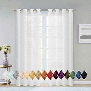 Sheer Window Curtains 2 Panels 54" W x 84" L (108" W) Extra Wide Linen Curtains & Drapes for Living Room, Bedroom, Farmhouse Curtains, Boho Decor, Light Filtering Window Treatments with Grommets