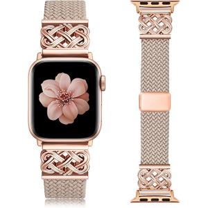 TOYOUTHS Braided Magnetic Band Compatible with Apple Watch Bands 38/40/41/42/44/45/46/49mm Women Men, Dressy Celtic Metal Stretchy Elastic Strap for iWatch Series 11 10 9 8 7 6 5 4 SE/Ultra 3 2 1