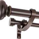 Double Curtain Rods 72 to 144 Inches with Solid Aluminum Alloy Brackets, 1 Inch Adjustable Drapery Rod, Heavy Duty Dual Curtains Rod for Window, Sliding Door, Bedroom Decoration, Matte Brown