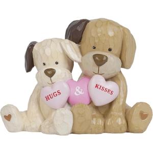 Braxio Dog Figurines Heart Decor - Resin Love Dog Couple Statue Heartwarming Tabletop Women Gifts for Living Room, Bedroom, Bookshelf & Sweet Home Accent