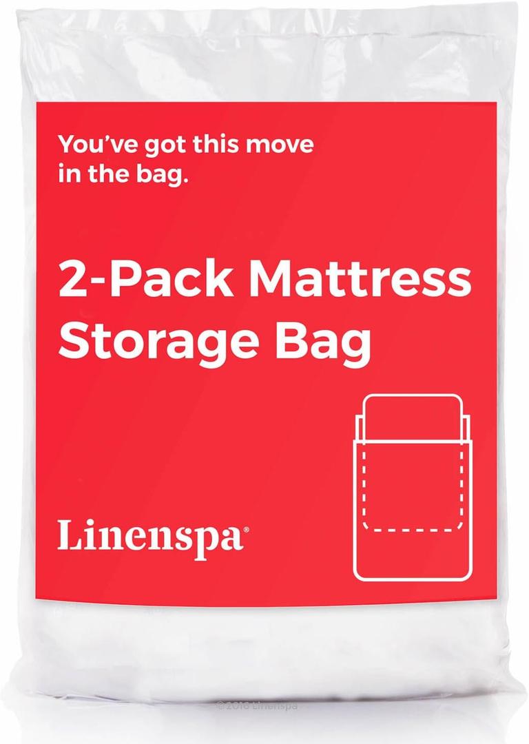 Linenspa Mattress Bag - 2 Pack King/California King Mattress Bags for Moving and Storage - Mattress Protection - Mattress Storage Bags  Mattress & Box Spring Storage bag - Fits up to 16" (Clear)