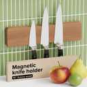 Knife Magnetic Strip 10" Acacia Wood Natural Beech  Magnetic Knife Holder for Wall no Screws  Kitchen Utensil Holder, Knife Bar, Knife Rack, Kitchen Organizer and Tool Holder