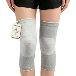 Knee Sleeves For Women Bamboo Pair Compression Leg Brace Pain Arthritis Plus Size Wraps Relief Running Sleeping Under Soft Elastic Vendas Para Rodillas Protector Gym Mujer Rodilleras Weightlifting(Gray,XX-Large)