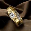Gold Watches for Women with Small Vintage Bracelet, Rectangular Case Roman Dial