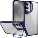 Starhemei for Galaxy S24 FE 5G Case, Camera Invisible Bracket Anti Drop Protective Case, Slim Soft Silicone Rubber & Hard Back Shockproof Phone Case for Samsung Galaxy S24 FE 5G (Navy)