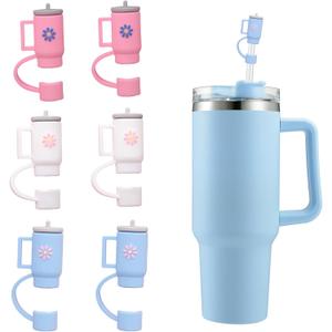 2 x 6PCS Straw Cover, 10mm Straw Covers Cap for Stanley Cup 30&40 Oz Silicone Cute Large Straw Topper Straw Tips Cover Protector Plugs for Stanley Tumblers for Stanley Cup Accessories