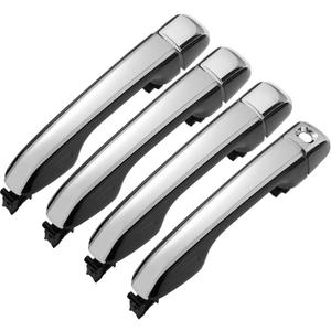 Set of 4 Exterior Door Handles Compatible with Toyota 4Runner 2010-2020, Lexus GX460 2010-2021 & Land Cruiser 2009-2020, Front and Rear Driver and Passenger Side (Chrome & Black)