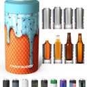 Frost Buddy Universal Can Cooler - Fits all - Stainless Steel Can Cooler for 12 oz & 16 oz Regular or Slim Cans & Bottles - Stainless Steel (Blue Ice Cream)