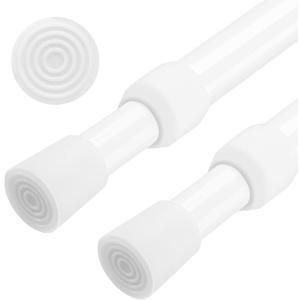 AIZESI 2pcs White Curtain Rod No Drilling Adjustable Spring Tension Rod 31 to 54 Inch Small Expandable Spring Loaded Curtain Rods for Windows,Cupboard, Kitchen Cabinets,Bathroom, White