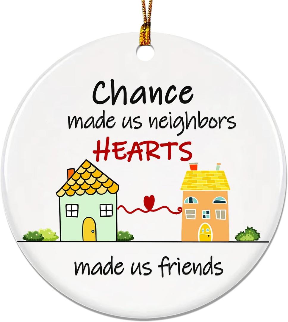 2 x Neighbor Christmas Ornaments 2025, Chance Made Us Neighbors Ornament, Neighbor Gifts for Christmas, Neighbors and Friends Gifts Ideas, Best Neighbor Ceramic Ornaments
