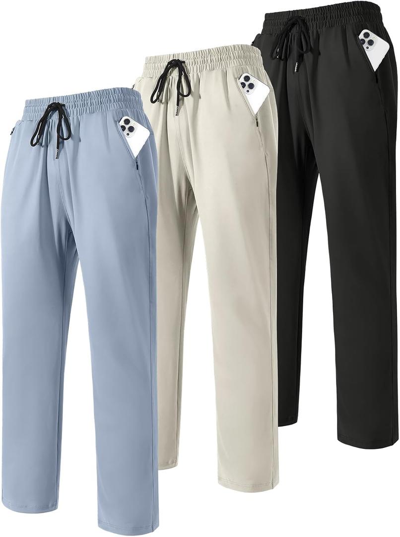 3,4 Pack Men's Sweatpants with Zipper Pockets Lightweight Joggers for Men Athletic Pants Workout Running Gym (M)