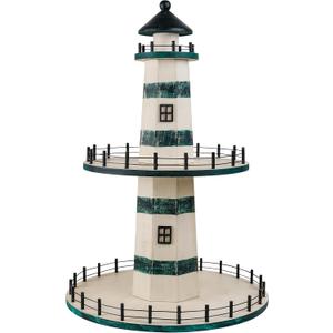 SAILINGSTORY Lighthouse Tiered Tray Stand Nautical Coastal Beach Decor Summer Tiered Tray Decor Teal Color