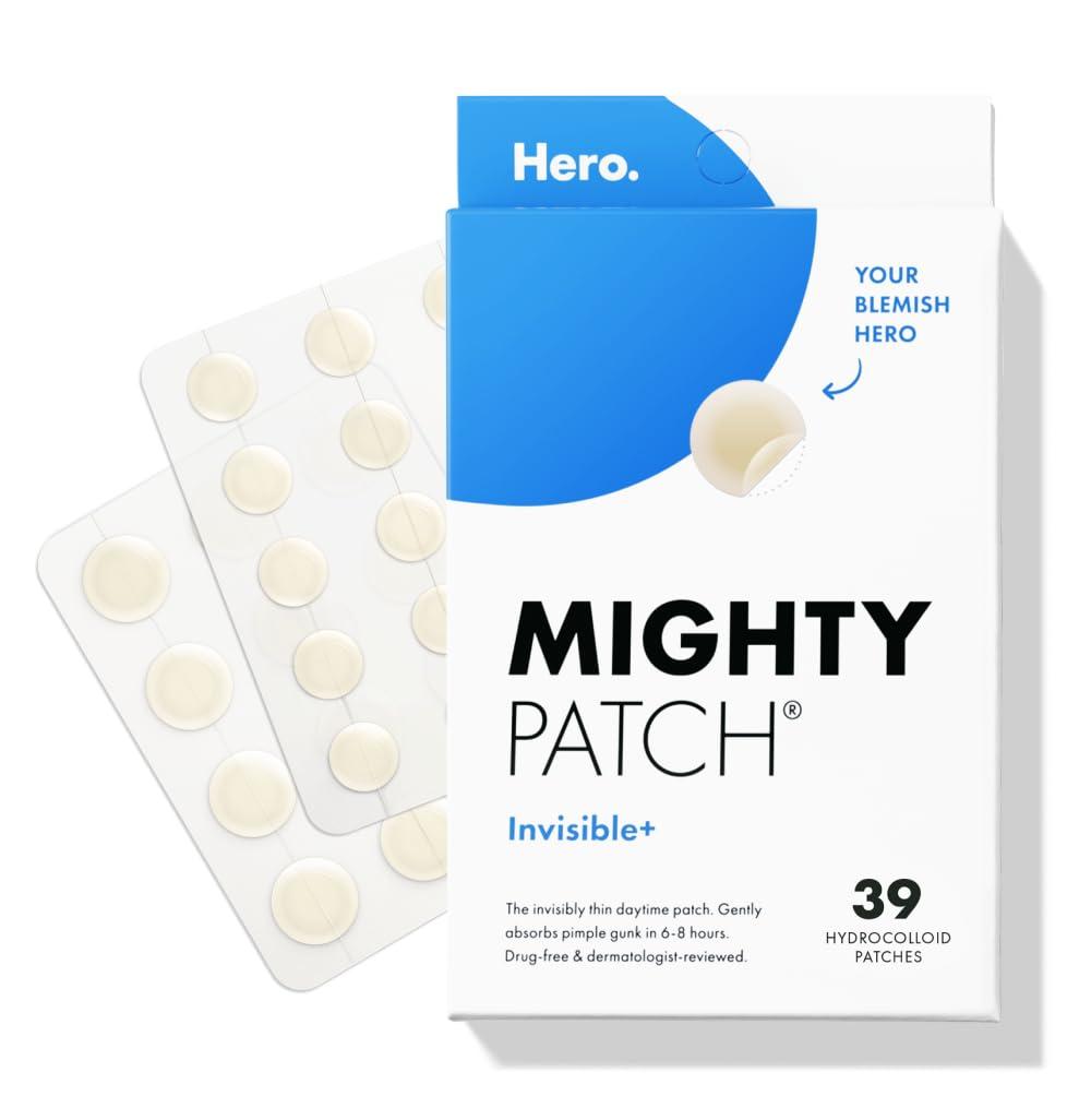 Mighty Patch Invisible+ Patch - Daytime Hydrocolloid Acne Pimple Patches for Covering Zits and Blemishes, Ultra Thin Spot Stickers for Face and Skin (24 Medium and 15 Small Patches) (39 Count)