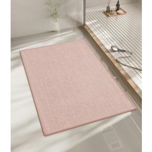 chakme Bathroom Rugs Mat 24x17, Ultra Thin Non Slip Bath Mat Small Quick Dry Absorbent Bath Mat for Bathroom Floor, (Pink, 24"x17")