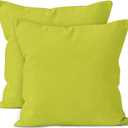 Encasa XO Throw Pillow Covers 16x16 in Set of 2 Lime Green | No Inserts | Cotton Pillow Covers for Living Room, Bed, Sofa, Couch | Decorative Cushion Covers with Improved Zippers