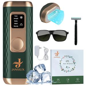 IPL Laser Hair Removal Device- Permanent Facial, Face, Chin, Upper Lip, Legs, Bikini Line, Pubic & Private Area Hair Remover for Women & Men, High Power Laser Device (Dark Green)