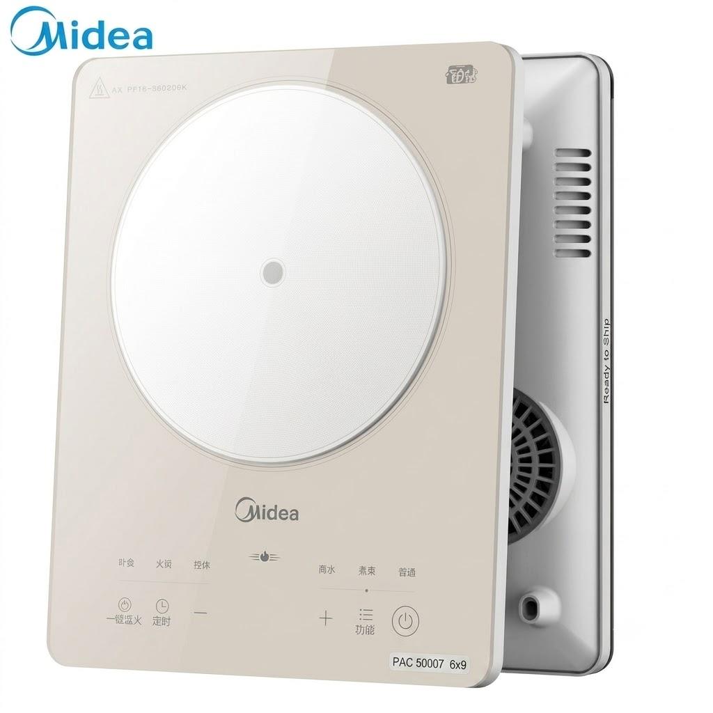 Midea 2200W Induction Cooker, High Power, Multi-Level Adjustable, Suitable for Home Use, Hot Pot, Stir-frying, Glass Panel, Even Heating, Timer Function, Ultra-thin and Waterproof E22B23