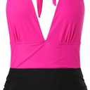 Women's Sexy 1 Piece Swimsuit High Waist Backless Color Matching, Fashionable Beach Swimsuit, Sexy Hot Transparent, XL 
