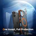 Magnetic 3 in 1 for iPhone 17 Case, [Omni-Directional Protection] with 1x Screen Protector + 1x Camera Cover, [Seamless Work with Magsafe] Translucent Protective Silm Phone Case for iPhone 17 Orange