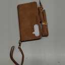 for Samsung Galaxy S25-Wallet Case: for Galaxy S24 Case with RFID Blocking Card Slots (6 Cards) | Soft PU Leather Magnetic Snap Zipper Pocket | Wrist Strap Protective Phone Cover -Brown