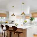 Pendant Lights Kitchen Island 2 Pack 9.84 Vintage Pendant Lighting Textured Glass Shade Small Hanging Lights Fixture Single Farmhouse Chandelier for Dining Room Bedroom Bar, Adjustable Height (gold and wood)