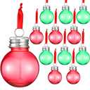 Christmas Clear Plastic Ornaments Balls Christmas Fillable Tree Plastic Hanging Ornaments Water Bottle Bulbs for Home Holiday Decor, Green Red with Silver Lid, 12 Pieces