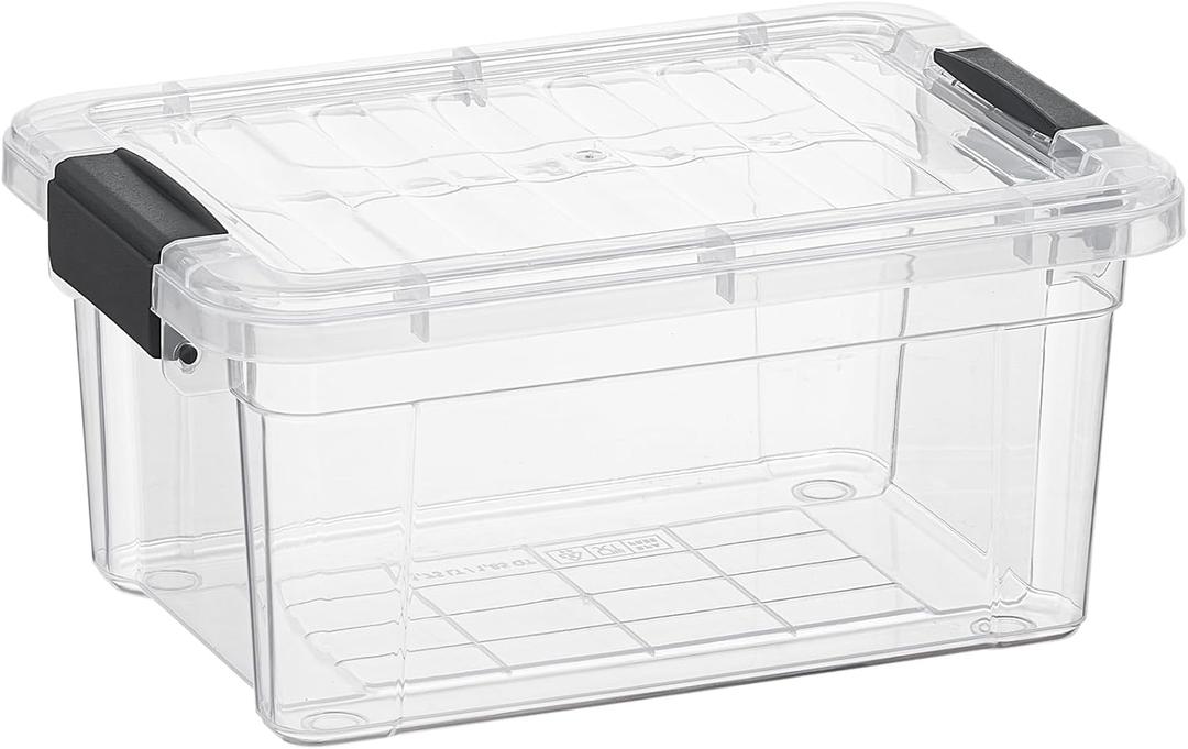 Superio Clear Storage Box with Lid, 1.85 Quart Plastic Container Bins for Organizing, Stackable Crates, BPA Free, Non Toxic, Odor Free, Organizers for Home, Office, School, and Dorm, Pack Of 4