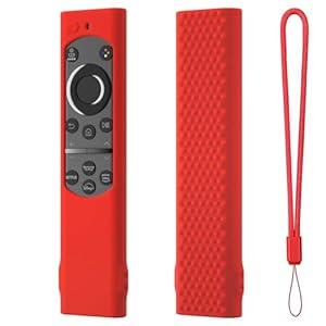 Silicone Case Cover for Samsung TV Remote BN59-01388A - Protective Sleeve with Lanyard (Red)