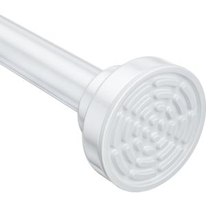 Ausemku Shower Curtain Rod - 32-104 Inch Rustproof Tension Rod, Non-Slip Spring Design, No Drilling Adjustable Curtain Rod for Bathroom, Kitchen, and Closet White