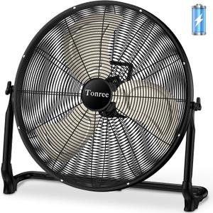 20" Large Battery Fan, Portable Battery Operated Floor Fan, Rechargeable Battery Powered Wireless Camping Fan, Waterproof, Hi-airflow, Cordless, for Home Outdoor Garage Gym Patio Travel RV