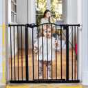 InnoTruth 29-39.6 Baby Gate for Stairs & Doorways, 30" Tall Pressure Mount Pet Gates, Easy Step Auto Close Both Sides Walk Thru Child Gate, Dual-Lock Safety Design and One-Hand Operation, Black