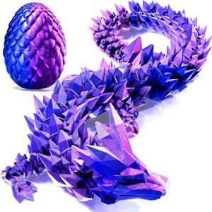 3D Printed Dragon Egg with Dragon Toys, Articulated Dragon Toys for Kids, Animals Figure Fidget Dinosaur Eggs, Kids Easter Eggs Basket Stuffers, Gifts for Boys and Girls 3 4 5 6 7 8 (Purple)